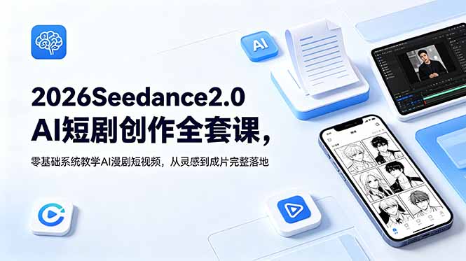 2026Seedance2.0AI短剧创作全套课，零基础系统教学AI漫剧短视频，从灵感到成片完整落地-蜗牛学社