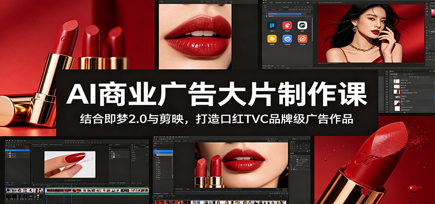 AI商业广告大片制作课:结合即梦2.0与剪映,打造口红TVC品牌级广告作品-蜗牛学社