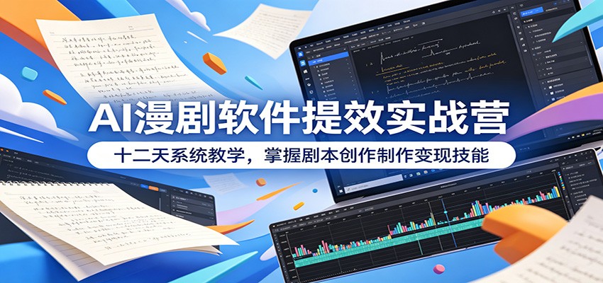 AI漫剧软件提效实战营：十二天系统教学，掌握剧本创作制作变现技能-蜗牛学社