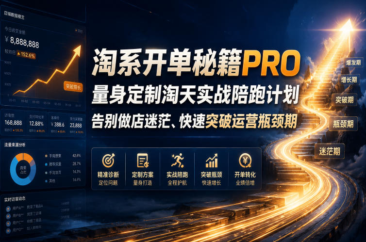 淘系开单秘籍PRO,量身定制淘天实战陪跑计划,告别做店迷茫、快速突破运营瓶颈期(2026年6月11)-蜗牛学社
