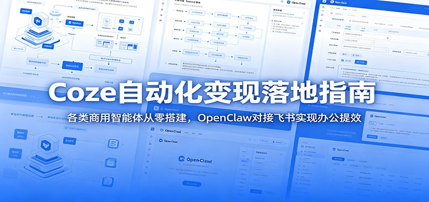 Coze自动化变现落地指南:各类商用智能体从零搭建,OpenClaw对接飞书实现办公提效-蜗牛学社