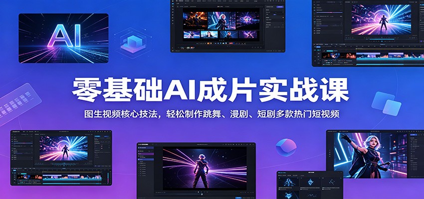 零基础AI成片实战课：图生视频核心技法，轻松制作跳舞、漫剧、短剧多款热门短视频-蜗牛学社