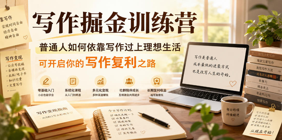 写作掘金训练营，普通人如何依靠写作过上理想生活，可开启你的写作复利之路(更新6月)-蜗牛学社