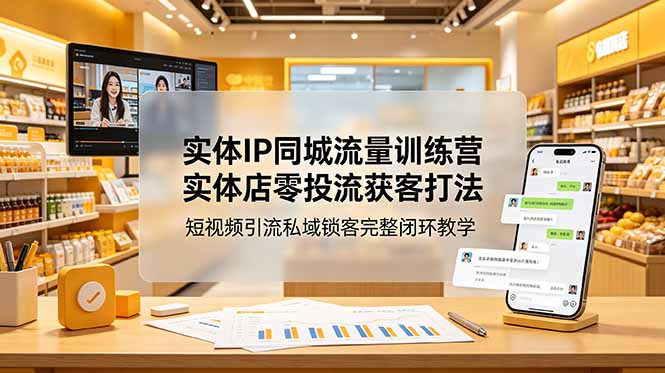 实体IP同城流量训练营：实体店零投流获客打法，短视频引流私域锁客完整闭环教学-蜗牛学社