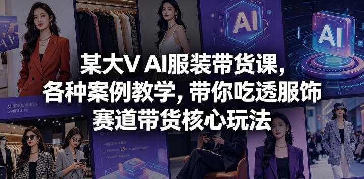 某大V AI服装带货课，各种案例教学，带你吃透服饰赛道带货核心玩法-蜗牛学社