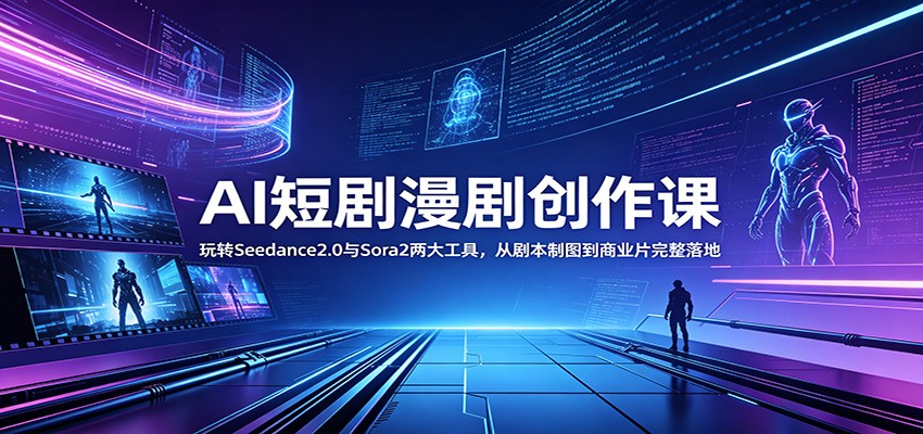 AI短剧漫剧创作课：玩转Seedance2.0与 Sora2两大工具，从剧本制图到商业片完整落地-蜗牛学社