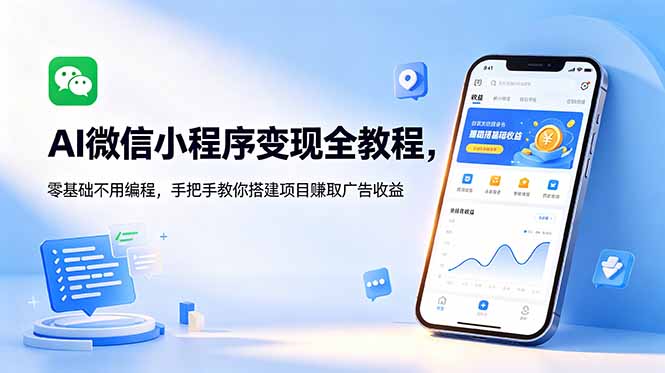 AI微信小程序变现全教程,零基础不用编程,手把手教你搭建项目赚取广告收益-蜗牛学社