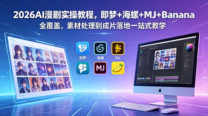 2026AI漫剧实操教程，即梦+海螺+MJ+Banana全覆盖，素材处理到成片落地一站式教学-蜗牛学社