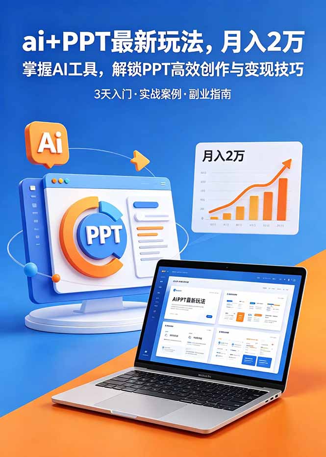 ai+PPT最新玩法，月入2万掌握AI工具，解锁PPT高效创作与变现技巧3天入门，实战案例·副业指南-蜗牛学社