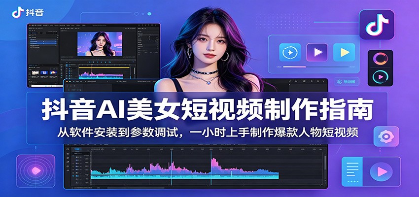 抖音AI美女短视频制作指南：从软件安装到参数调试，一小时上手制作爆款人物短视频-蜗牛学社