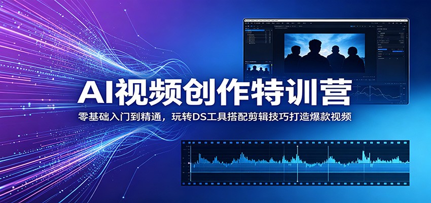 AI视频创作特训营：零基础入门到精通，玩转DS工具搭配剪辑技巧打造爆款视频-蜗牛学社