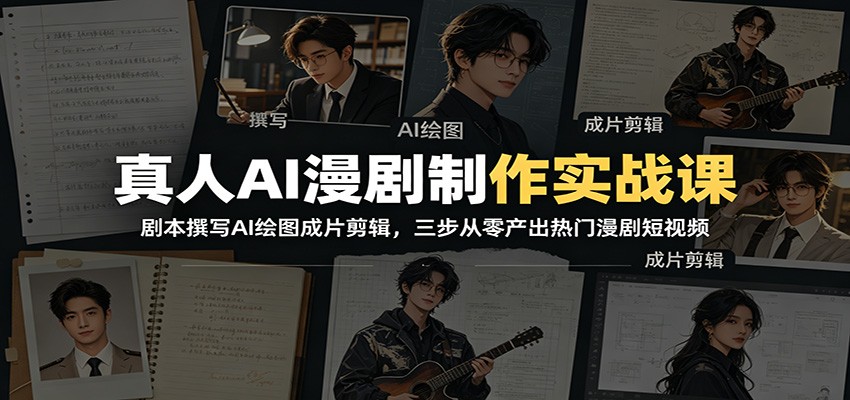 真人AI漫剧制作实战课:剧本撰写AI绘图成片剪辑,三步从零产出热门漫剧短视频-蜗牛学社