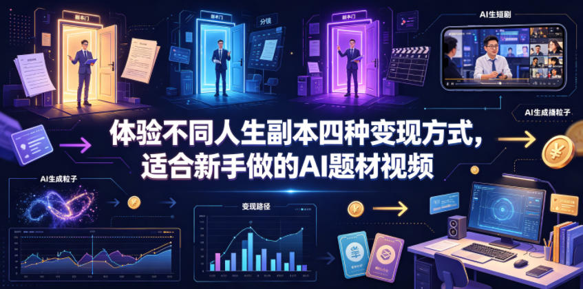 体验不同人生副本四种变现方式，适合新手做的AI题材视频-蜗牛学社