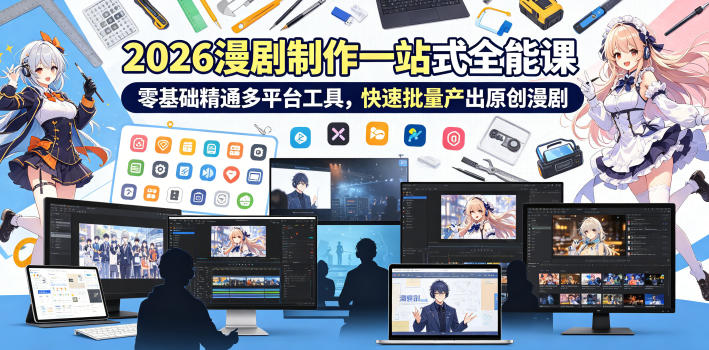 2026 AI漫剧制作一站式全能课，零基础精通多平台工具，快速批量产出原创漫剧-蜗牛学社