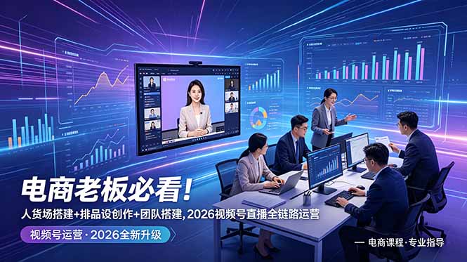 电商老板必看!人货场搭建+排品设计+素材创作+团队搭建,2026视频号直播全链路运营-蜗牛学社