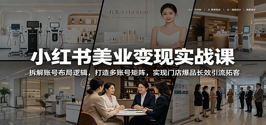 小红书美业变现实战课：拆解账号布局逻辑，打造多账号矩阵，实现门店爆品长效引流拓客-蜗牛学社
