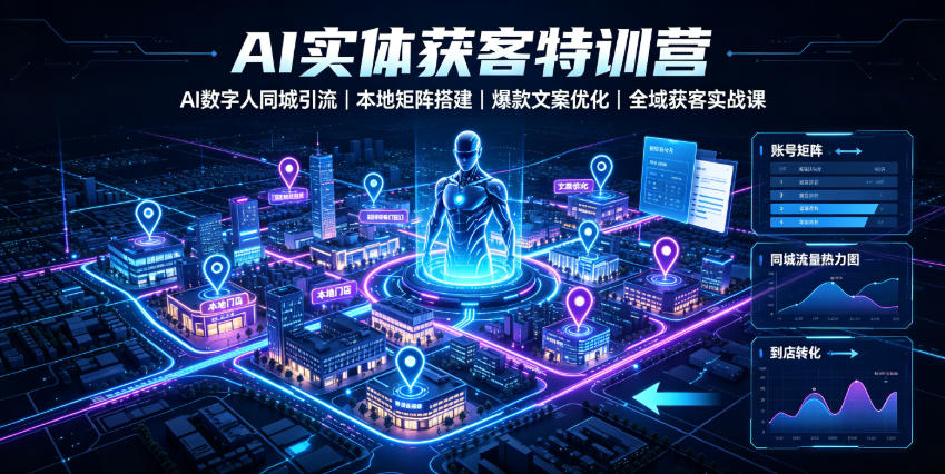 AI实体获客特训营|AI数字人同城引流、本地矩阵搭建、爆款文案优化全域获客实战课-蜗牛学社