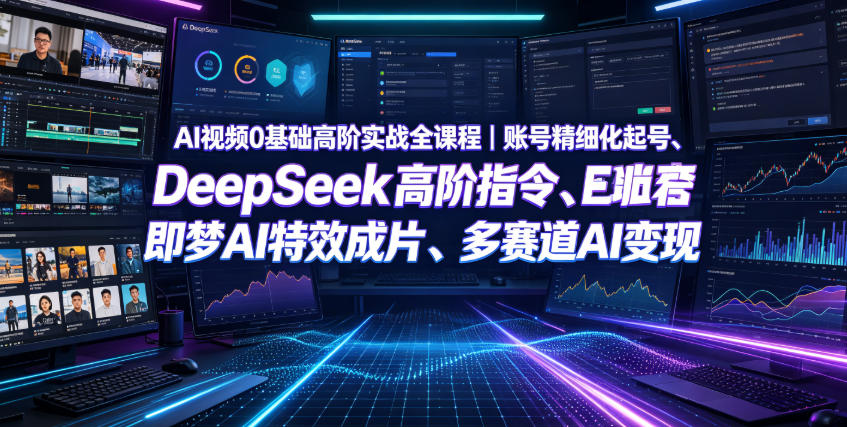 AI视频0基础高阶实战全课程｜账号精细化起号、DeepSeek高阶指令、即梦AI特效成片、多赛道AI短视频量产变现-蜗牛学社