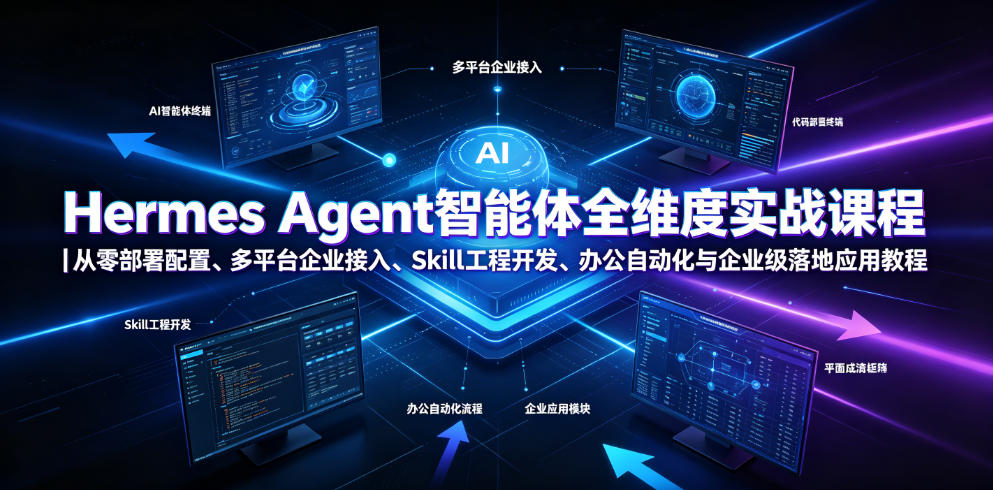 Hermes Agent智能体全维度实战课程|从零部署配置、多平台企业接入、Skill工程开发、办公自动化与企业级落地应用教程-蜗牛学社