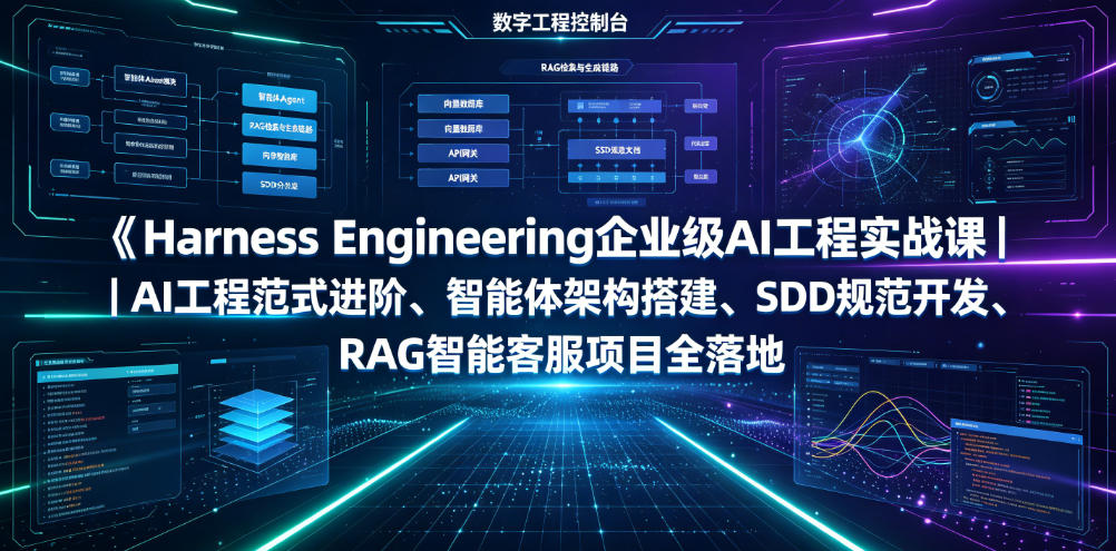 Harness Engineering企业级AI工程实战课｜AI工程范式进阶、智能体架构搭建、SDD规范开发、RAG智能客服项目全落地-蜗牛学社