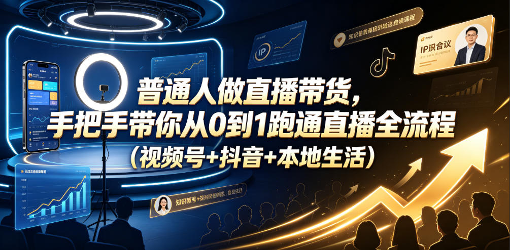 普通人做直播带货,手把手带你从0到1跑通直播全流程(视频号+抖音+本地生活)-蜗牛学社