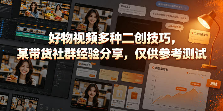 好物视频多种二创技巧,某带货社群经验分享,仅供参考测试-蜗牛学社