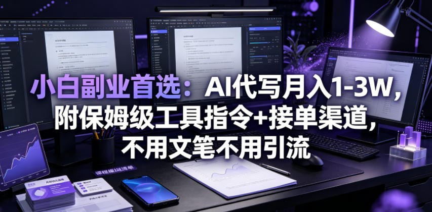 小白副业首选:AI代写月入1-3W,附保姆级工具指令+接单渠道,不用文笔不用引流【揭秘】-蜗牛学社