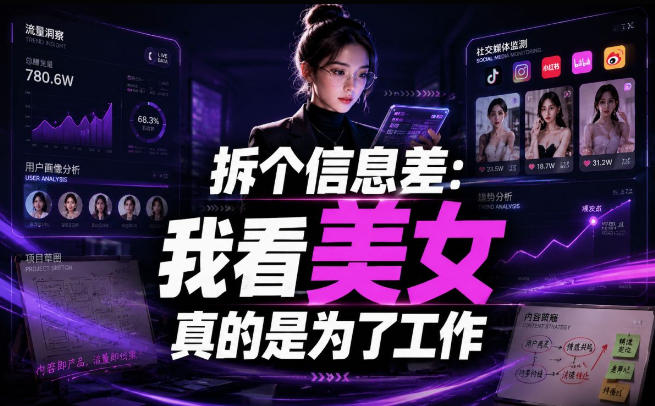 【理直气壮】我给看美女找了一个非常恰当的理由，信息差项目-蜗牛学社