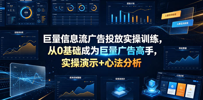 巨量信息流广告投放实操训练，从0基础成为巨量广告高手，实操演示+心法分析-蜗牛学社