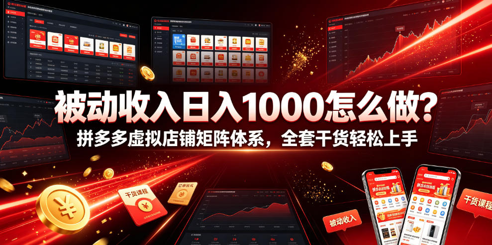 被动收入日入1000怎么做？拼多多虚拟店铺矩阵体系，全套干货轻松上手【揭秘】-蜗牛学社